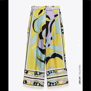 Zara printed wide leg pants